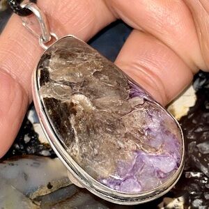 Purple Palm Stone Charoite Pendant 2 1/4”